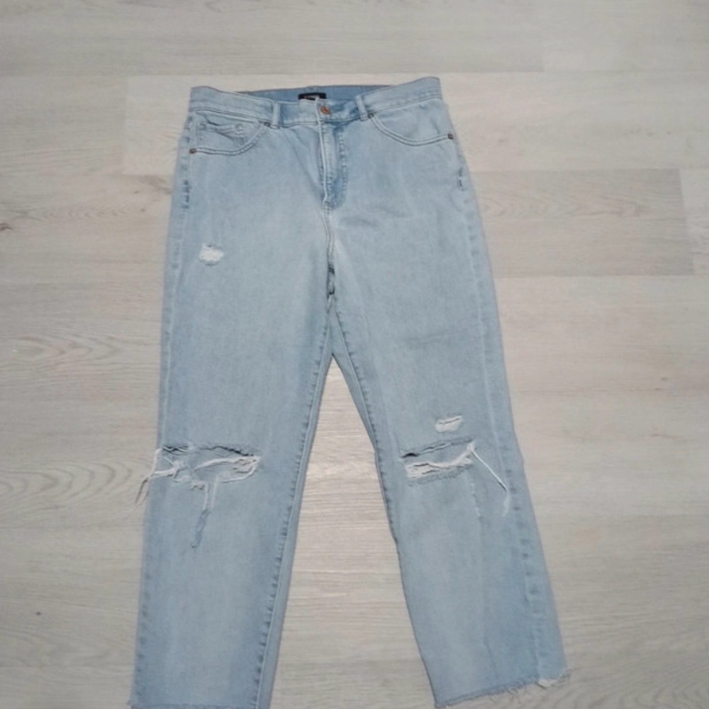 Express Light Blue Distressed Boyfriend Jeans